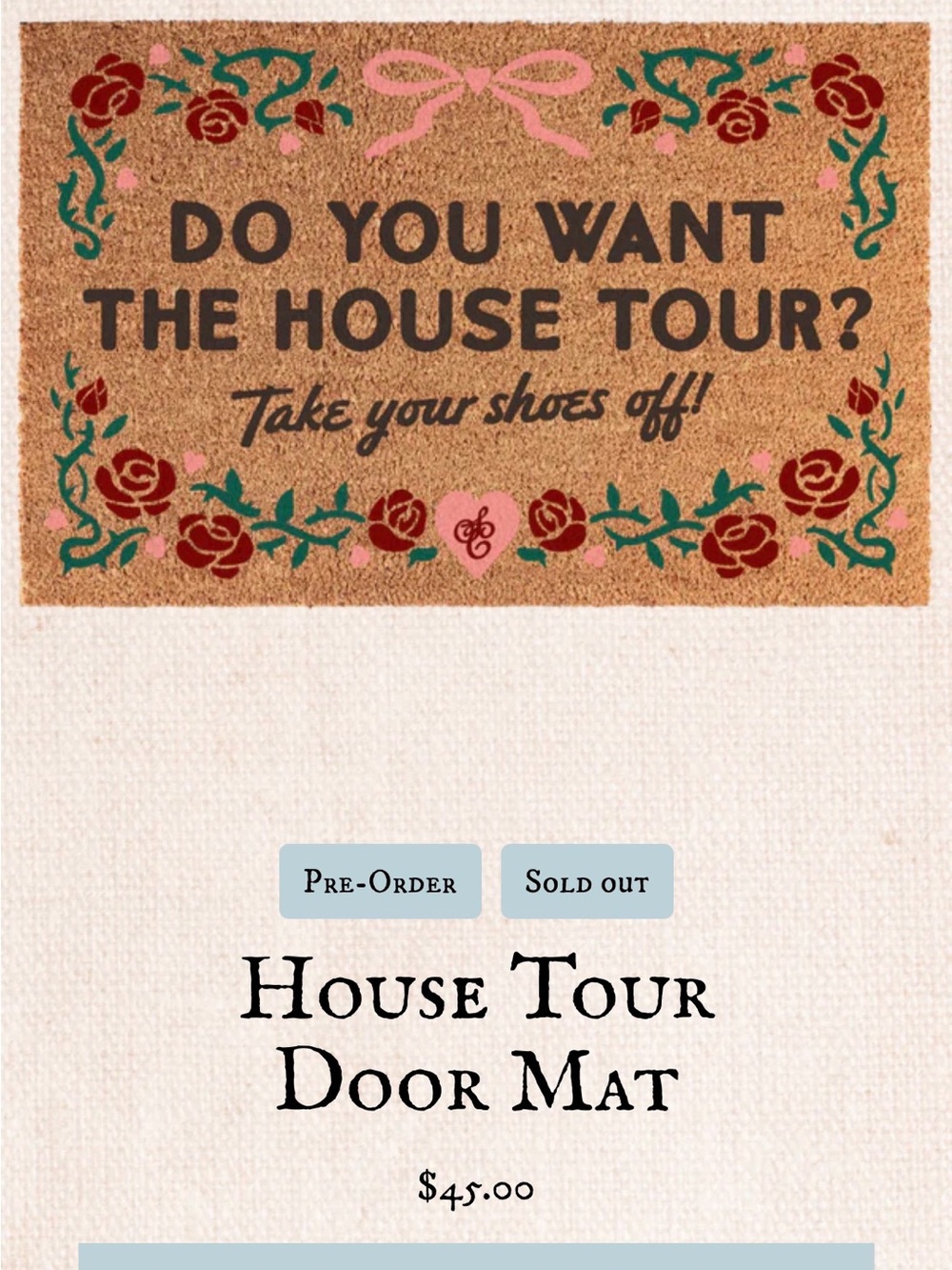 sabrina carpenter house tour doormat